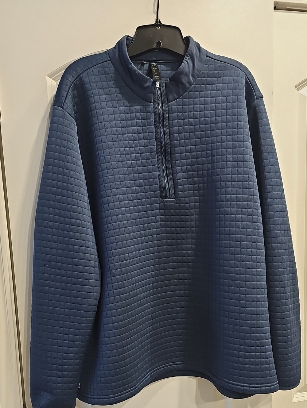 Adidas Men's Quilted Half-Zip Sweater Jacket - Blue - Picture 1 of 7